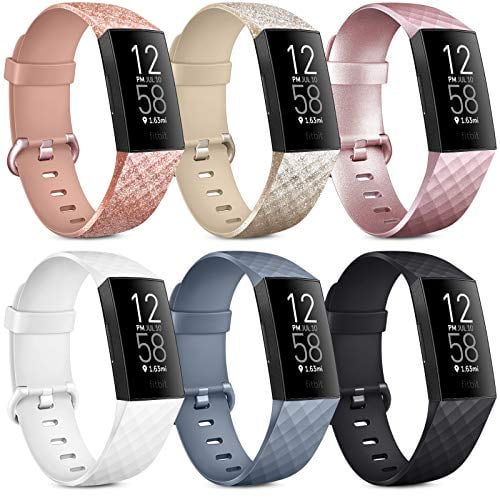 Replacement Fitness Sport Wristbands for Women Men 6 Pack Fitbit Charge 3 Silicone Bands Compatible with Fitbit Charge 4 Fitbit Charge 3 SE 